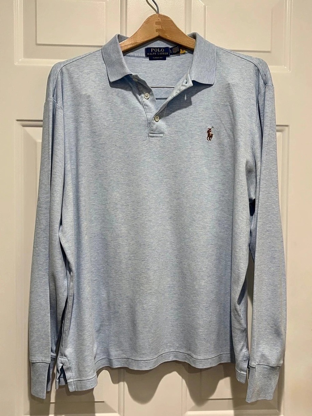 Polo Ralph Lauren Classic Fit Long Sleeve Polo in Blue, Preppy Core, Large